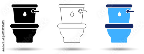 Toilet icon. Toilet icon on a white background, isolated. The icon has three uses in applications and websites. Vector illustration. Toilet icon on a white background.