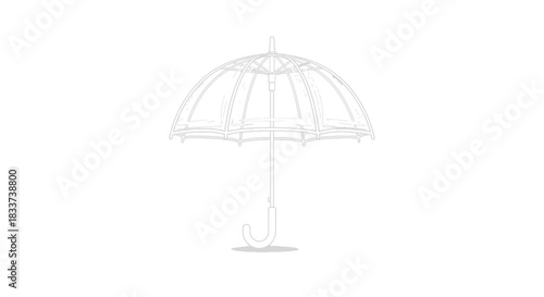 Delicate White Wireframe Umbrella with Curved Handle and Dome Shape.