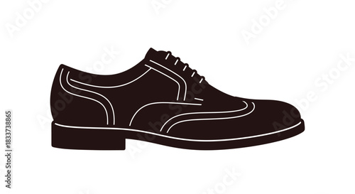 Classic Black Wingtip Oxford Dress Shoe Silhouette.