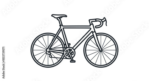 Sleek Black and White Line Art of a Modern Road Bicycle.