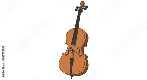 Illustration of a Cello: Stringed Musical Instrument.