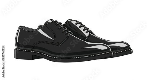 Classic Black Patent Leather Oxford Dress Shoes for Formal Occasions.