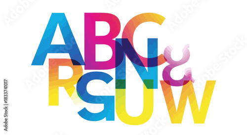 Colorful Overlapping Letters: A B C R S G N U W and Ampersand.