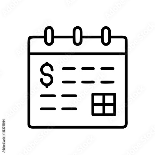Calendar with dollar sign and budgeting layout for financial planning  