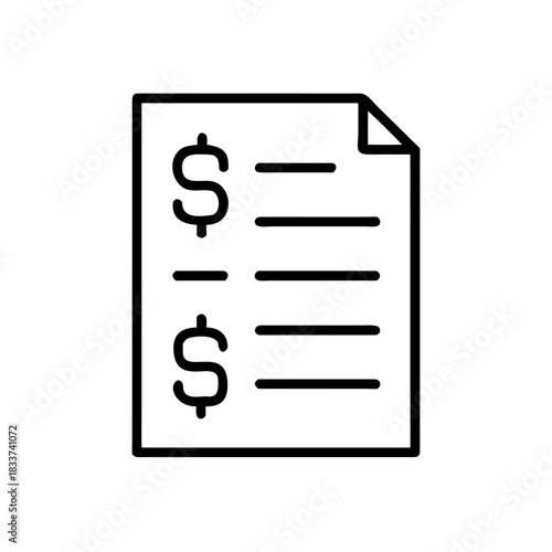 Financial document displaying dollar signs and budget lines  