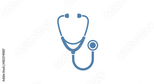 Simple Blue Stethoscope Icon for Medical Examination.