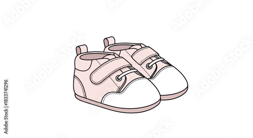 Pair of Pink Baby Shoes with Velcro Straps.