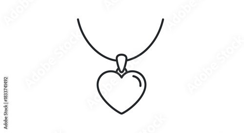 Heart Pendant Necklace: Simple Line Art Jewelry Design.