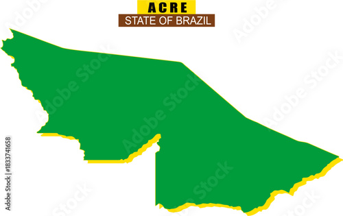 Acre state map of Brazil in state colors