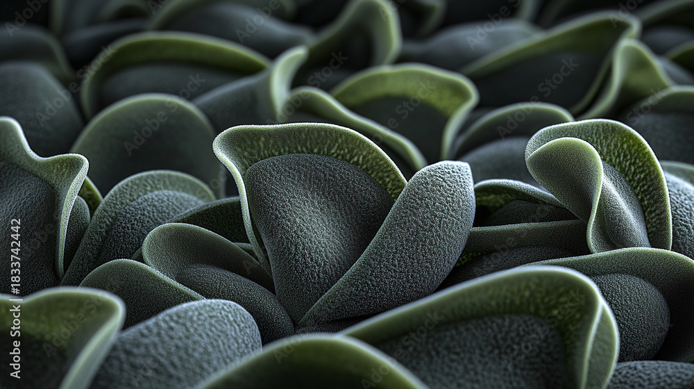 Obraz premium Microscopic View of Greenish-Gray Spores, Detailed Texture and Natural Design