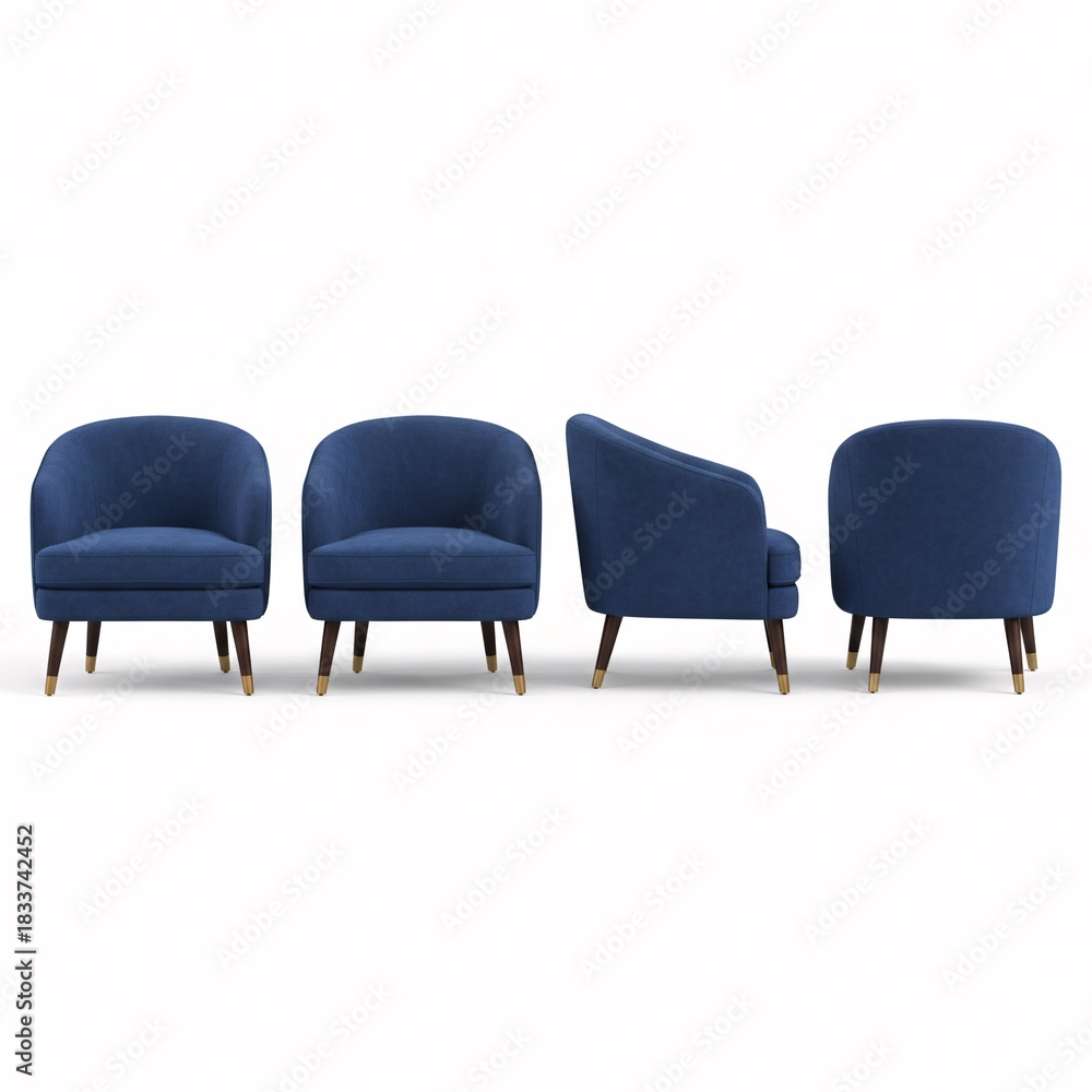 Obraz premium Stylish blue armchairs elevate your design with modern sophistication and comfort for any interior space