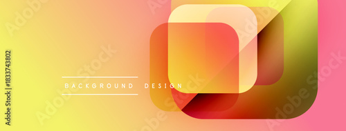 Abstract geometric shapes overlap. Warm colors blend, creating modern background design. Gradient transitions offer visual interest.