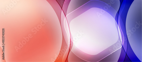 Abstract fluid shapes blend, creating vibrant color gradients. Soft light illuminates translucent forms, evoking calm energy.