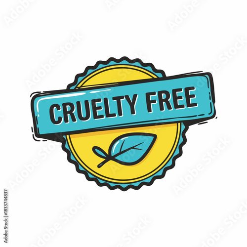 Cruelty free label, symbol of ethical manufacturing, shows product development not harming animals. Cruelty free emblem can reassure buyers.