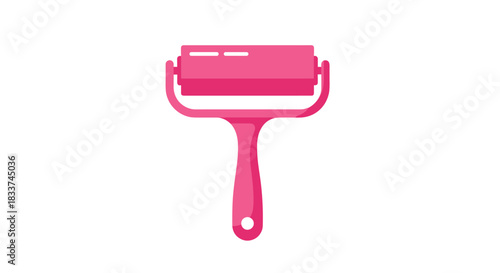 Pink roller illustration with a handle, commonly used for arts and crafts, printing, or wallpaper application in a flat design style.