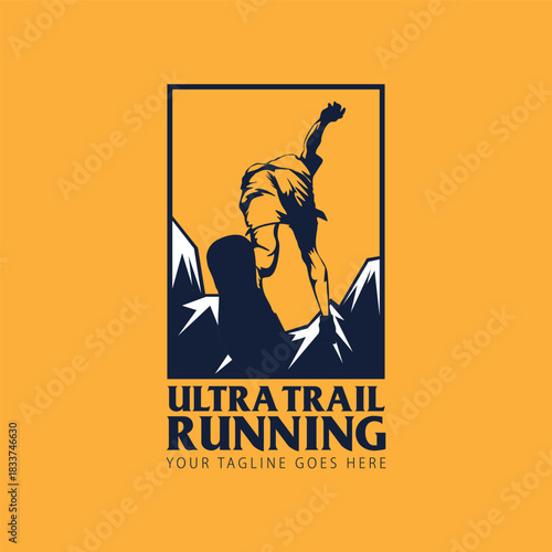 ultra trail running illustration image for logo vector