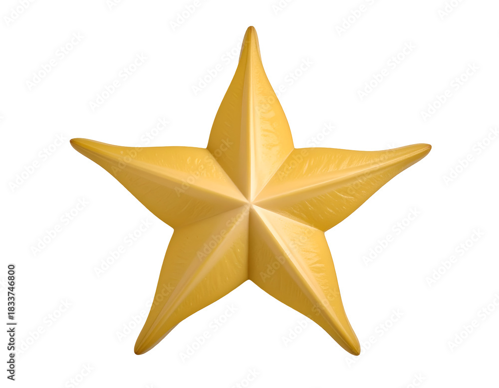 Fototapeta premium A star-shaped object with a smooth, shiny surface and a golden color, featuring five symmetrical points and a polished finish
