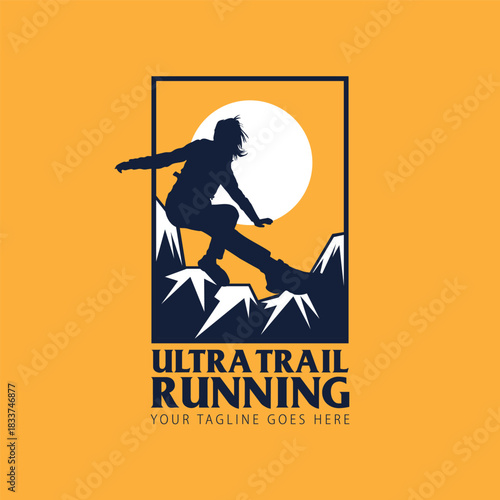 ultra trail running illustration image for logo vector