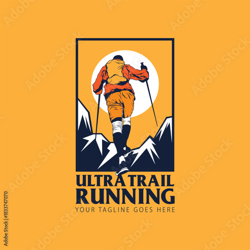ultra trail running illustration image for logo vector