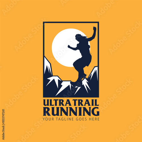 ultra trail running illustration image for logo vector