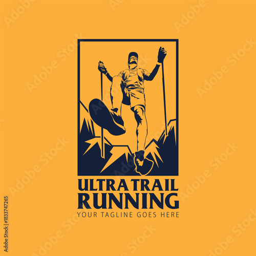 ultra trail running illustration image for logo vector
