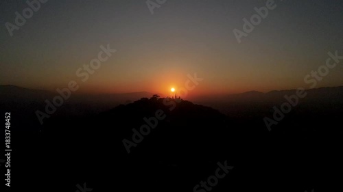 Wallpaper Mural The aerial view shows a gloomy sunrise over the city of Kathmandu, Nepal. Torontodigital.ca