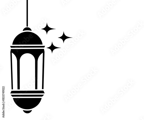 Islamic sillhouette lantern image on white background,moslem lantern sillhouette vector,arabian lantern black image, sillhouette islamic lanter stock vector 