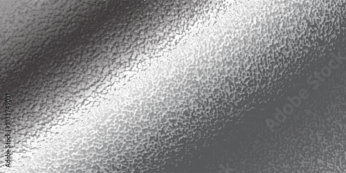 Silver gradient background. Foil paper, glitter effect ribbed texture. Chrome metal grey pattern. Gradation noise bg. Vector abstract illustration for web, card, certificate design