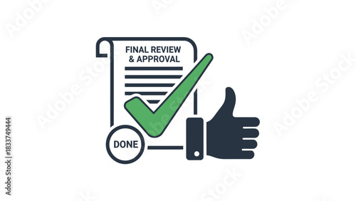 Final review and approval complete with thumbs up icon