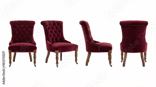 Elegant burgundy velvet chairs showcasing luxurious design for sophisticated interior decorating projects