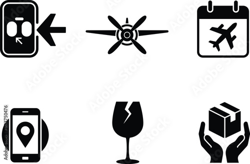 Logistics, shipping, and travel icons. mobile delivery concepts.