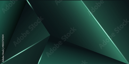 Modern Abstract Green Geometric Background with Light Rays