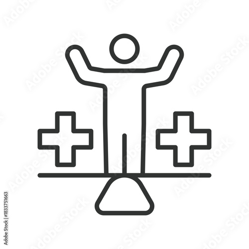 Health equity, icon in line design. health equity, public health, balance, wellbeing, social justice, support, community on white background vector. Health equity editable stroke icon