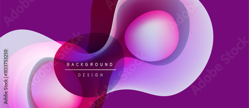 Abstract fluid shapes overlap, creating dynamic purple design. Modern gradients suggest movement, depth, visual interest. Text reads background design.