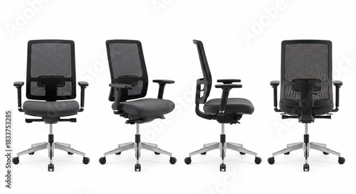 Ergonomic mesh office chair provides comfortable support for long workdays in a modern workspace