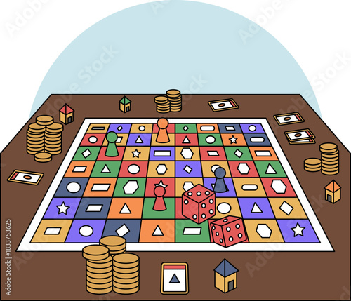 Board games illustration is suitable for party or event.