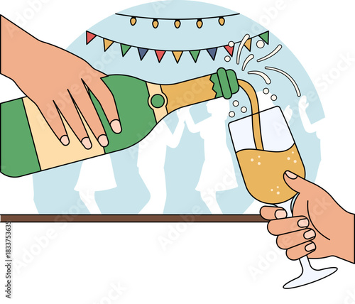 Champagne illustration is suitable for party or event.