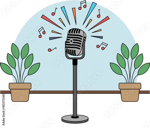 Mic illustration is suitable for party or event.
