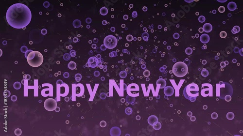 A neon sign displaying the happy new year 2026 flying above the words in a pink background, neon font 4k video 