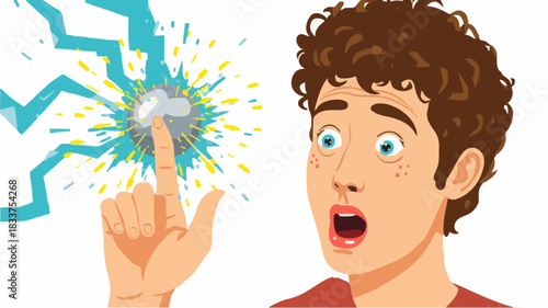 Electric Shock Encounter: An illustrated depiction showcases a man experiencing the immediate shock of electrical current.