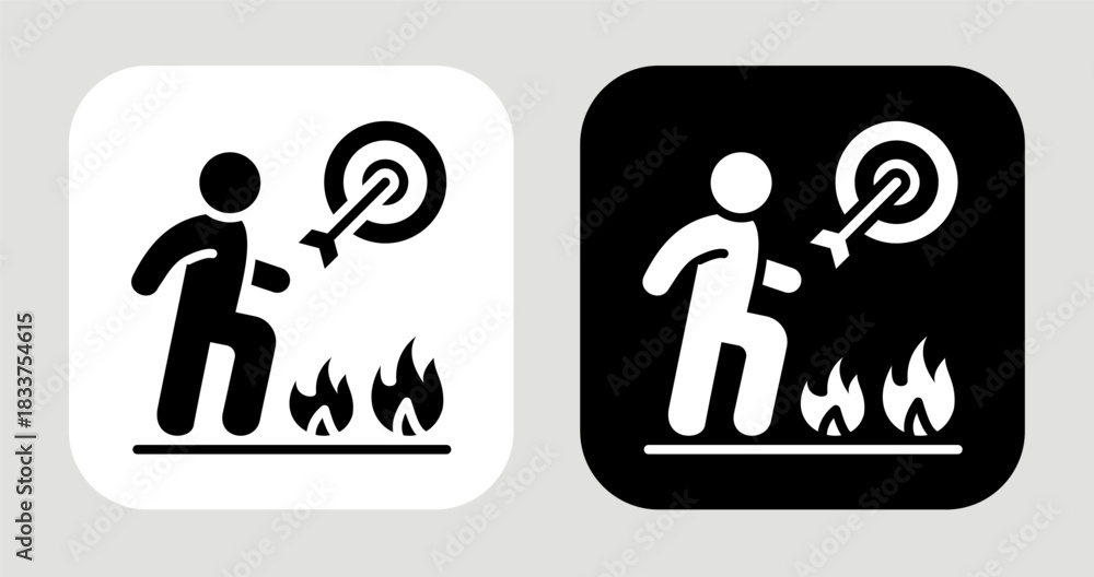 Fototapeta premium Flame of Purpose Icon In Black and White Glyph Style