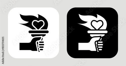 Dedication Flame Icon In Black and White Glyph Style