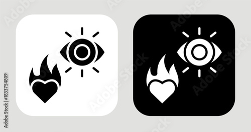 Vision of Passion Icon In Black and White Glyph Style