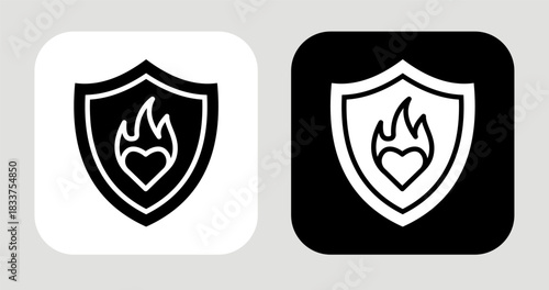 Courage Flame Icon In Black and White Glyph Style