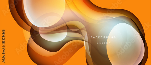Abstract flowing shapes, warm colors dominate. Orange, brown hues blend, creating dynamic visual effect. Modern design element.