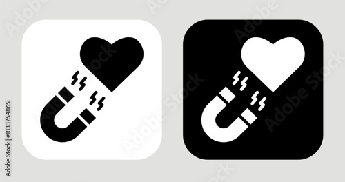 Passion Magnet Icon In Black and White Glyph Style