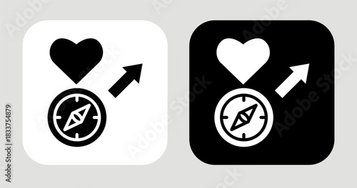 Purpose Compass Icon In Black and White Glyph Style