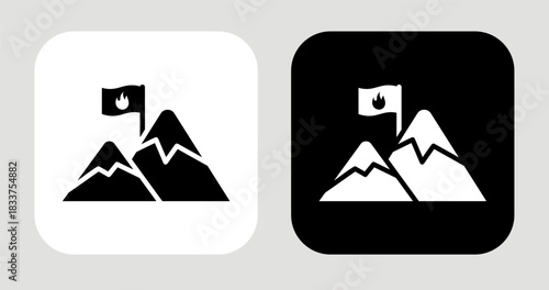 Burning Goal Icon In Black and White Glyph Style