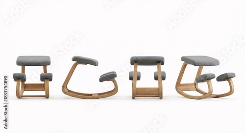 Ergonomic kneeling chairs promoting healthy posture in a modern office space for better spine alignment