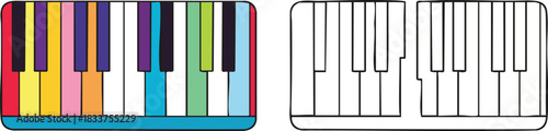 Colorful Keyboard Music Keys and Outline Set for Children s Education